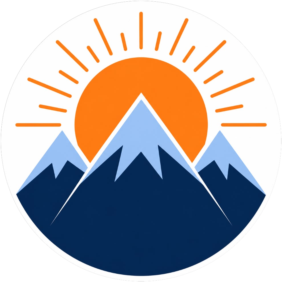 Tripoint Academy logo: three mountain peaks beneath a rising sun